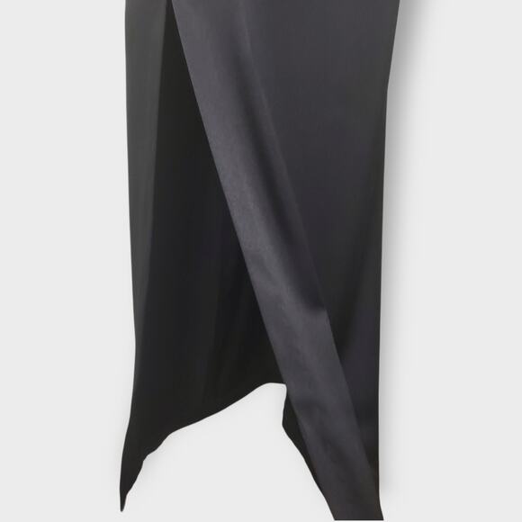 Vtg Rampage Y2K Black Floral Embroidered Rhinestone Maxi Dress Slit Sz 11 Formal - Picture 5 of 14